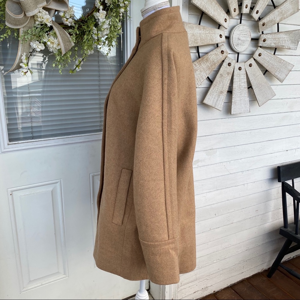 New! J Crew Wool Camel Stand Collar Winter Coat - Picture 14 of 15